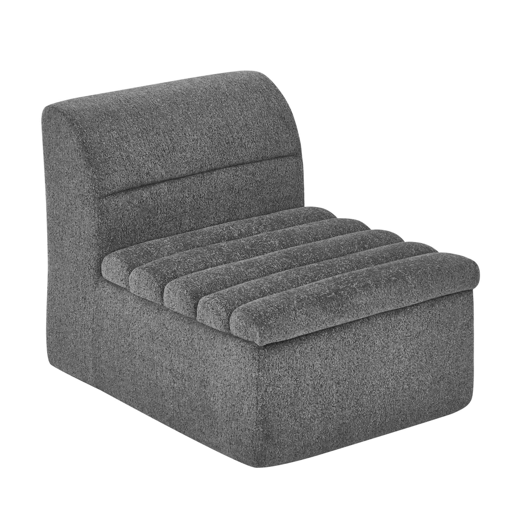 Noble House Modular Sofa Single Chair, Compact Chenille Accent Armless Sectional Component, Boneless Couch, Dark Grey