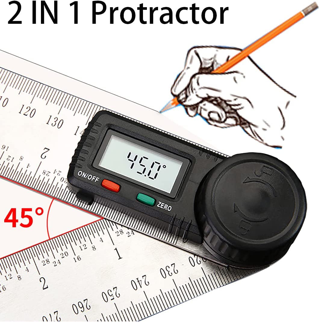 Digital Angle Finder Ruler 7-Inch Protractor 200mm Stainless Steel Angle Gauge 