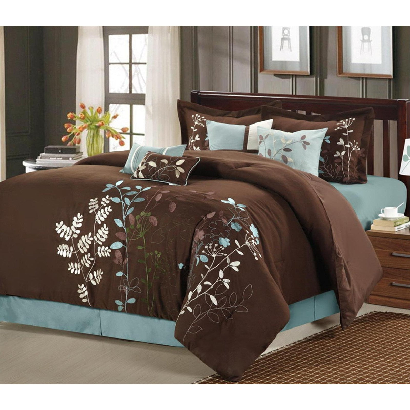 Chic Home Bliss Garden Embroidered Comforter Set