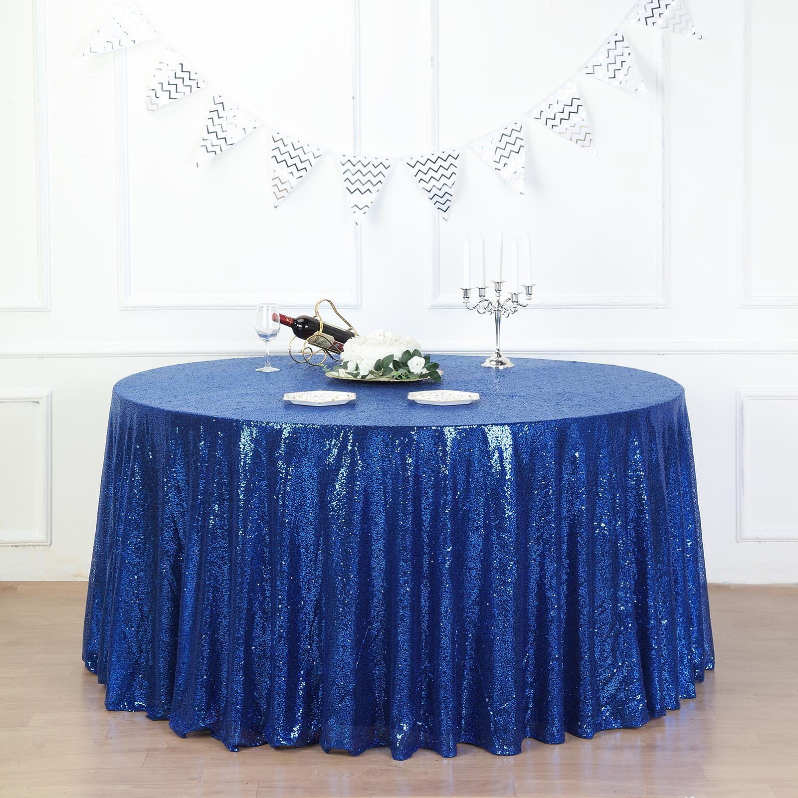 Efavormart LUXURY COLLECTION Duchess Sequin Round Tablecloths 132" for