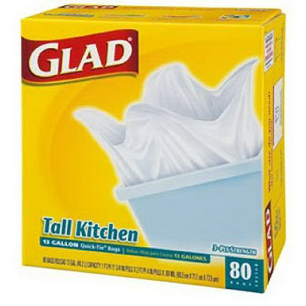 Glad QuickTie Tall Kitchen Bags, 13 Gallon , 80 bags