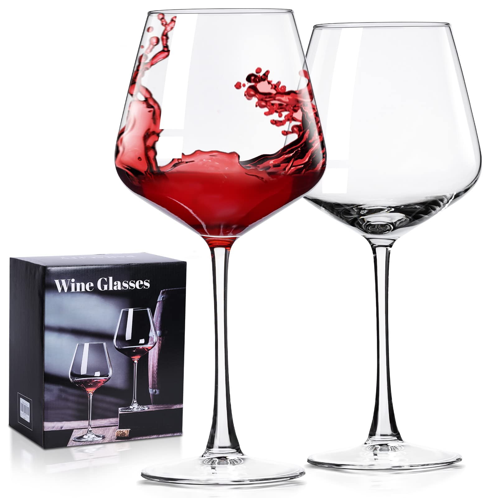 Wine Glasses Set of 2, Extra Large Wine Glasses, Crystal Clear Glass