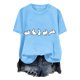 thumbnail image 4 of Tops de Cuello Alto para las Mujeres Amante Impreso Camiseta Cuello Redondo Manga Corta, Poliéster Spandex, 4 of 7