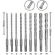 thumbnail image 2 of Juego de 9 brocas de impacto eléctricas de 5 a 16 mm para taladros de perforación de mampostería, bloques de ladrillo y pared de hormigón, herramienta para trabajar la madera, 2 of 5