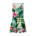 thumbnail image 4 of Huresd Tank Dress for Women 2024 A Line Flowy Mini Dress with Pocket V Neck Sleeveless Hawaiian Palm Tree Print Beach Dresses for Women Dark Green 3XL, 4 of 5