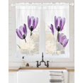 thumbnail image 2 of Purple Tulips Swag Valances for Windows, Spring Floral Botanical Plant Abstract Rod Pocket Sheer Valances for Large Windows, Swag Toppers Light Filtering for Kitchen Living Room 2 Panels 36''x63'', 2 of 6