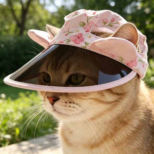 BotaniNest Sun Hat For Blocking Summer Outdoor Cat Hat With Adjustable Strap Breathable Mesh