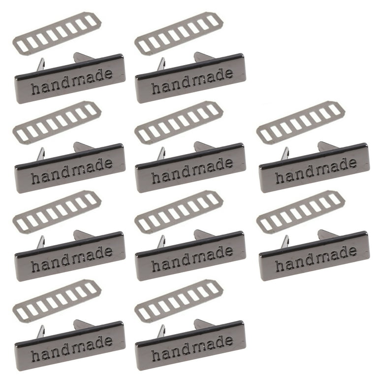 5 Pack Handmade Zinc Alloy Metal Labels With Gaskets - Bronze Rectangle Tags For Clothing & Bags 1 thumbnail image
