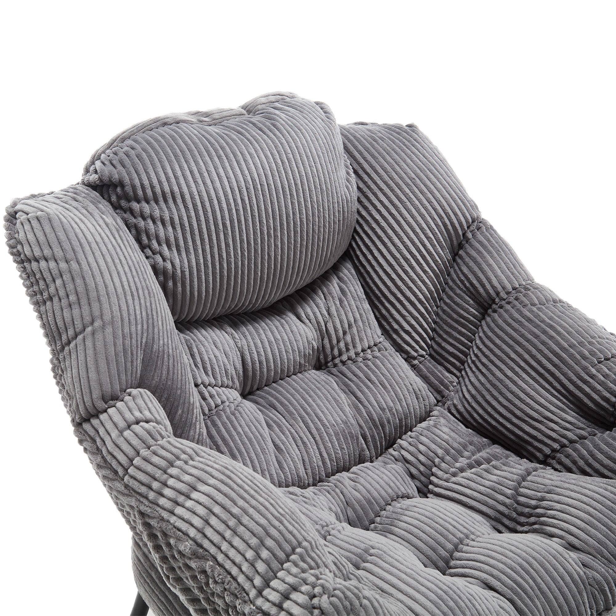 Sailvan Lazy Chair with Ottoman,Modern Lounge Accent Chair with Side Pocket and Footrest,Soft Reading Chair for Small Space Grey