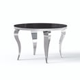 thumbnail image 7 of Round Glass Dining Table, S-Shaped Stainless Steel Legs, 47" Black Mirrored Tempered Glass Top, for Dining Rooms & Apartments, 7 of 7