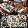 thumbnail image 3 of Blue Teal Coastal Turtle Placemats for Dinning Table Set of 4, Summer Beach Starfish Nautical Burlap Kitchen Place Mats Waterproof Cloth Table Mats, Indoor Outdoor Placemats Easy Clean Dinner Decor, 3 of 8