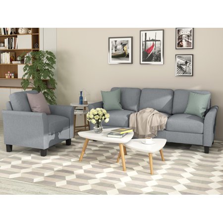 CoSoTower Living Room Furniture Chair And 3-Seat Sofa, Gray