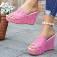 thumbnail image 3 of Eltusu Women Slide Sandals, Soft Bottom Casual Non-Slip Open Toe Summer Wedge Shoes Pink Size 7.5, 3 of 9