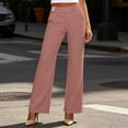 thumbnail image 4 of Hurxie Work Pants for Women Wide Leg Dress Pants Palazzo Business Casual Outfits Office Slacks with Pockets Button Stretchy Rose Gold,XL, 4 of 6