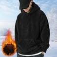 thumbnail image 2 of USNSM Mens Fuzzy Sherpa Pullover Hoodie Sweatshirts Long Sleeve Sport Front Pocket Jacket Fall Outwear Winter Warm Coat Black S, 2 of 8
