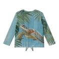 thumbnail image 5 of Xoenoiee Turtle Wood Palm Leaves Print Tie Knot Front Shirt for Girls Long Sleeve Crop Tops Loose Round Neck Blouse Fall Outfits for Kids Teens, 5-6 Year, 5 of 7