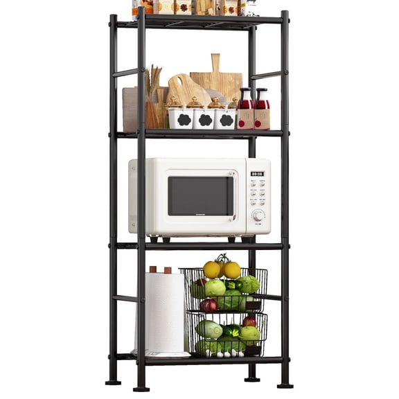 Sakugi 4-Tier Metal Storage Shelves, Adjustable Metal Shelves, 18" W x 12" D x 43" H, 650 lb Total Capacity, Rust-Proof Storage Rack