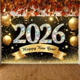 thumbnail image 3 of Golden Theme Happy New Year Banner Sparkling Crystal 2026 New Year Display Glittering Stars Gold Balloons New Year Backdrop for New Year Party 2026 Celebration Indoor Decoration, 3 of 9