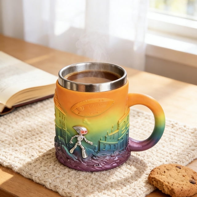 Science Fiction Cups Movie Memorabilia Stainless Steel Mugs Futuristic Design Style Perfect for Gifting, Tech Conference Decor, Bar Collection, Sci-Fi Fans, Alien Themes, Space Exploration,