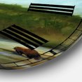 thumbnail image 3 of Designart 'Yellowstone Buffalo Landscape' Large Lake House Wall Clock, 3 of 5