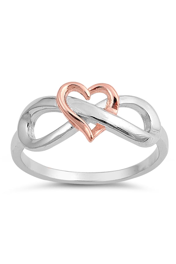 CHOOSE YOUR COLOR Infinity Heart Love Ring .925 Sterling Silver Band Jewelry Female Male Size 8
