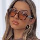 thumbnail image 2 of Moda Piloto Gafas De Sol De Las Mujeres Vintage Doble Puentes Amarillo Lente Femenino Sombras Señora UV400, 2 of 4