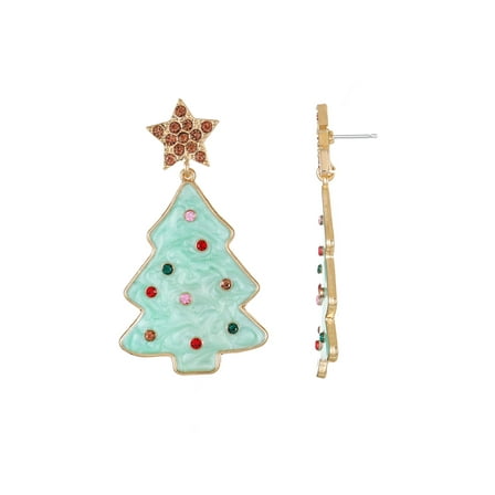 Holiday Time Christmas Tree Earrings, 1 Pair