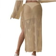thumbnail image 4 of Awdenio Women's Skirts Crochet Swim Cover Up High Slit Sheer Long Beach Skirt Cover Up, 4 of 9
