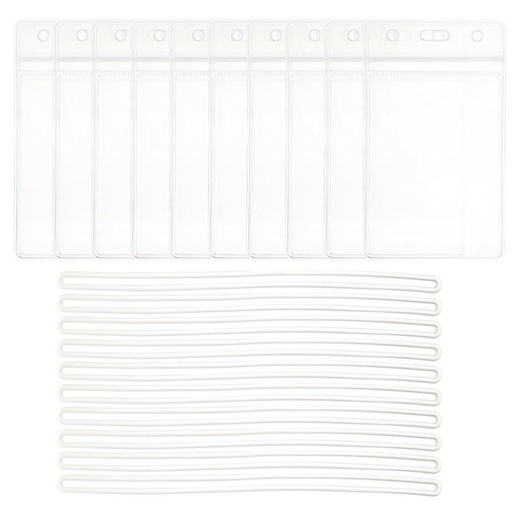 ibasenice 10Pcs Clear PVC Badge Holders with Strap Ideal for Cruise Luggage and Travel Identification