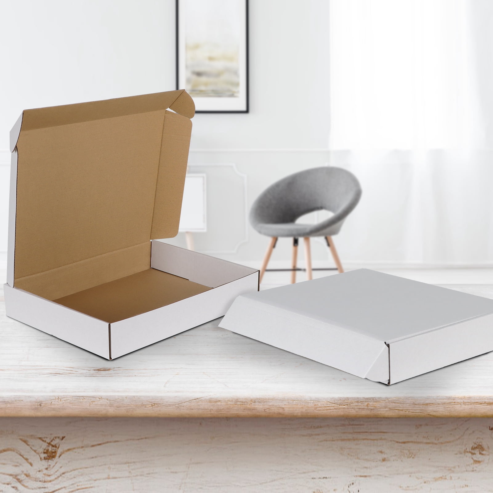 12x9x2 Shipping Boxes Set of 25, White Corrugated Cardboard Box for Small Business