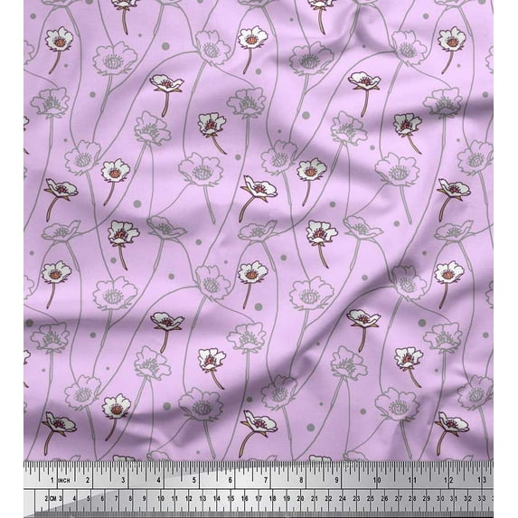 Soimoi Cotton Duck Fabric Dot,Leaves & Floral Artistic Print Fabric by Yard 42 Inch Wide