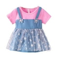 thumbnail image 1 of Besolor Tenues d'Été pour Bébés Filles Robes Mignonnes à Fleurs Col Rond Manches Courtes Robe Trapèze 1-4 Ans, 1 of 3