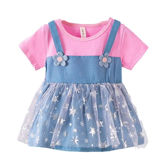 TAGOLD Toddler Girls Summer Dress,1-4 Years Summer Infants And Toddlers Printed Cotton Short-sleeved Dress Children's Dress