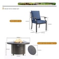 thumbnail image 5 of ALAULM 5PCS Metal Outdoor Patio Furniture Set with 48"/55000 BTU Round Propane Fire Pit Table,Patio Conversation Sets 4 Fixed Chairs No-Slip Cushions,Navy Blue, 5 of 8