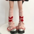 thumbnail image 2 of Biekopu Women Knit Leg Warmers, Vintage Heart Bow Knee-high Leg Warmers Socks for Party Street, 2 of 5