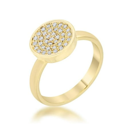 - Womens Krystal 0.2 CT Cubic Zirconia 14K Gold Pave Circle Ring - Size 9