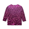 thumbnail image 3 of Tao Tao 3/4 Length Sleeve Girls Boys T Shirts Spring Fall Fashion Crewneck Sparkly Sequin Blouse Glitter Shirts Loose Fit Pullover Top Purple 4 Years, 3 of 4