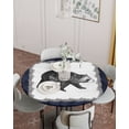 thumbnail image 2 of Fitted Round Tablecloths Table Covers 55-60in,Vintage Black Bear Pines Cones Frame Waterproof Elastic Edged Table Cloth for Kitchen Dining Holiday Party Tables Decor,Retro Wooden Plank, 2 of 6