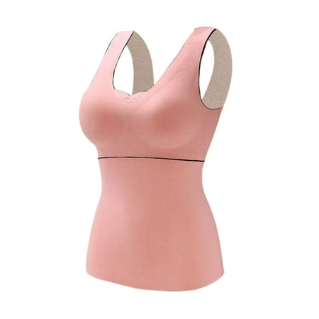 

Women s Slim Vest with Built in Bra Elastic Camisole Comfortable Seamless Tummy Control Shapewear 3l Peach Pink
