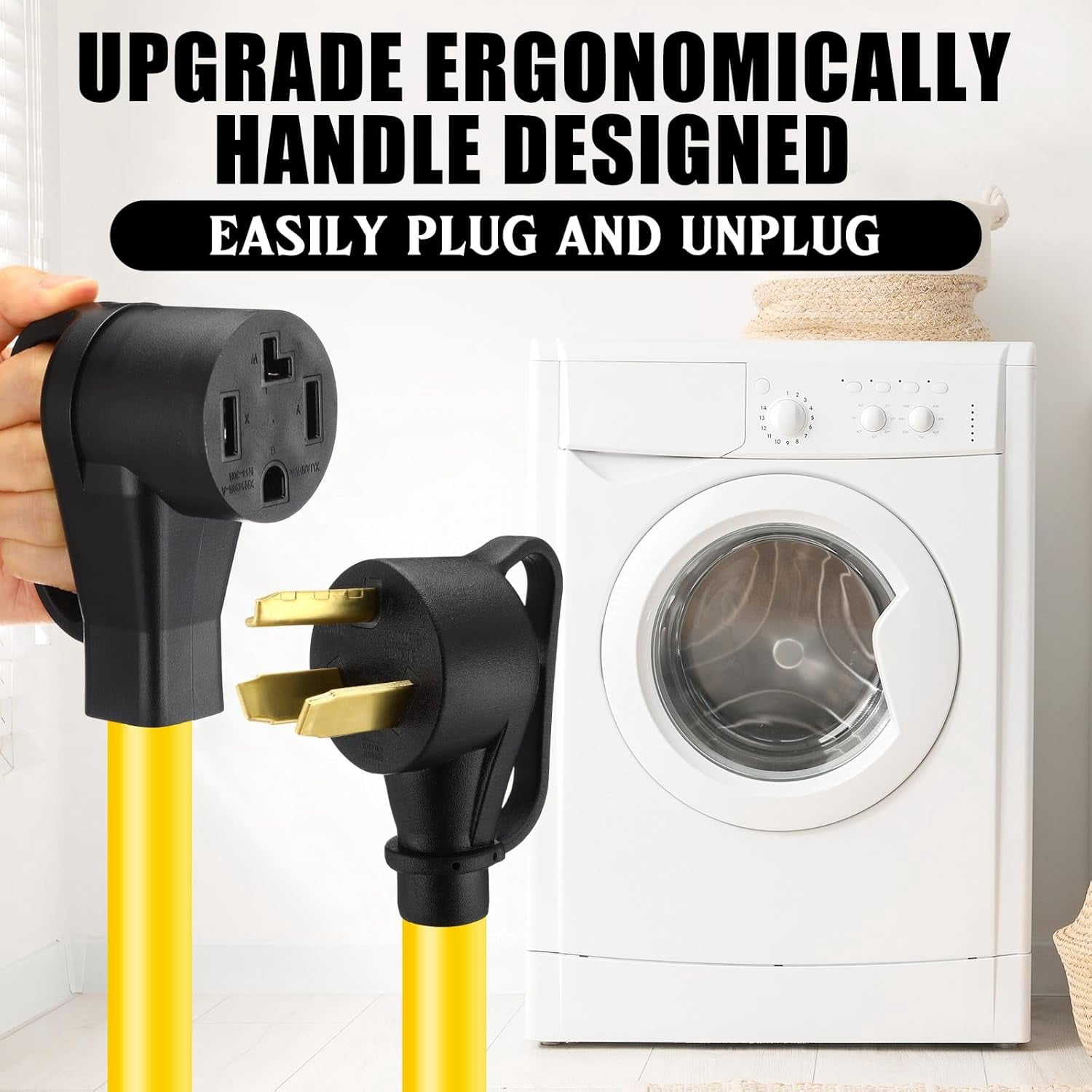 3 ft Dryer Adapter 4 Prong to Prong Convert Cord Compatible with Nema 10-30p Plug 14-30r Receptacle 3male Female Outlet 10 Awg STW Etl Listed(Yellow)