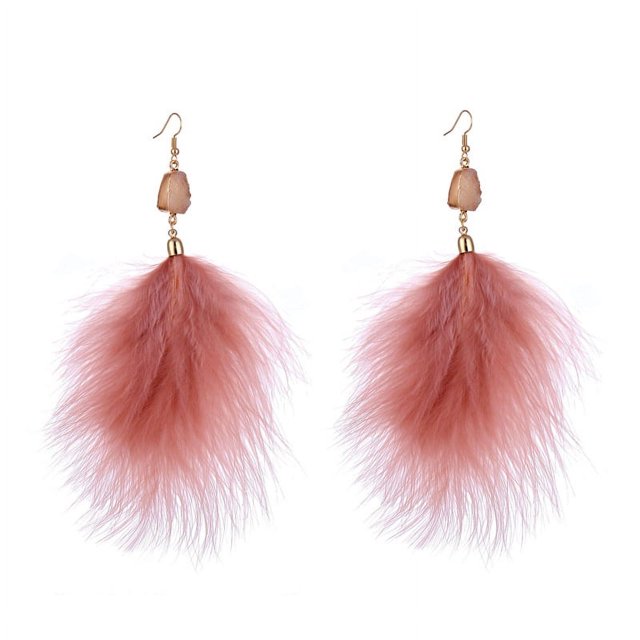 Joyería de moda Pendientes de gran marca Pendientes de felpa de plumas exageradas Pendientes de mujer elegantes de lujo Regalo único
