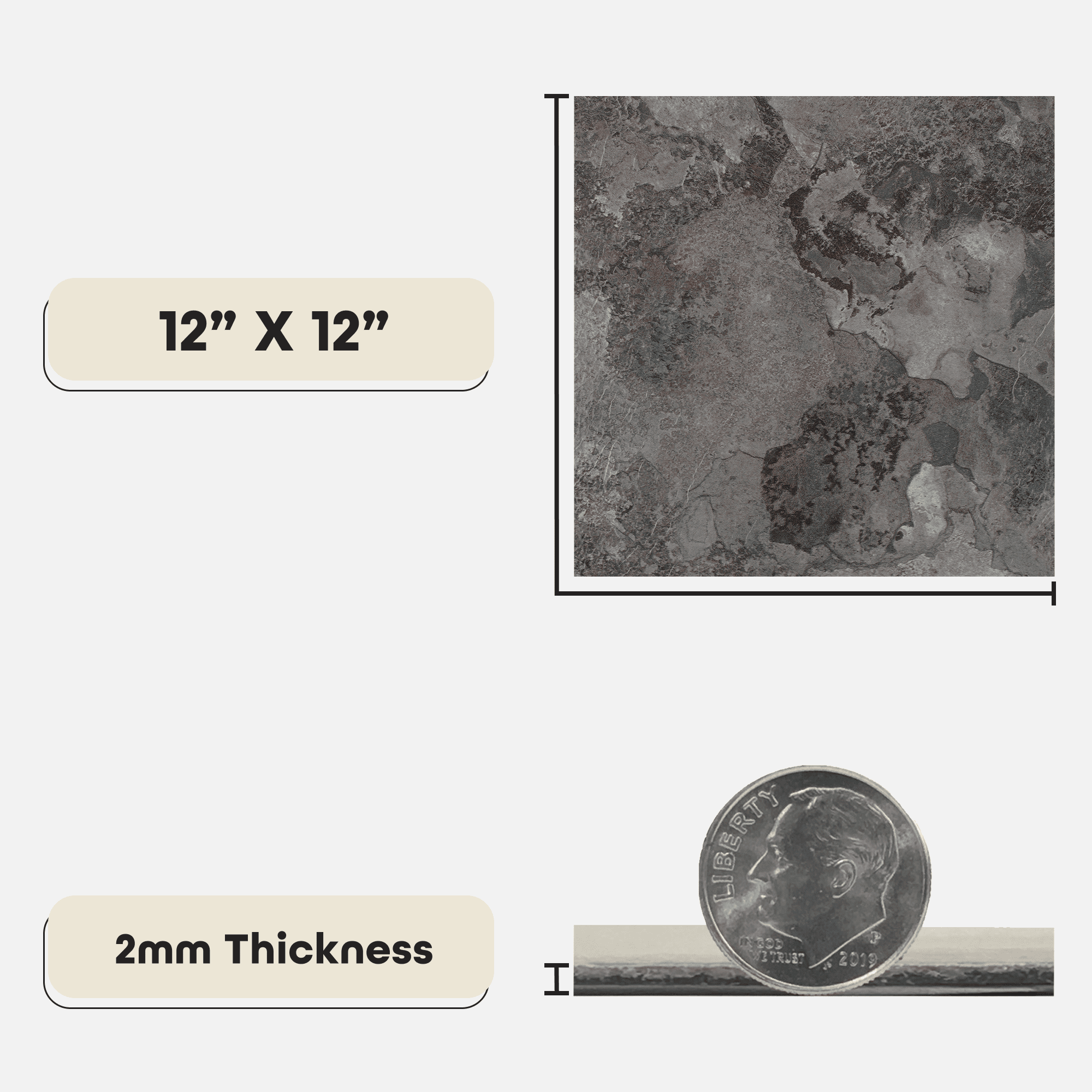 Achim Portfolio Self Adhesive Vinyl Floor Tile - 12 Tiles/12 Sq. ft., 12 x 12, Midnight Marble
