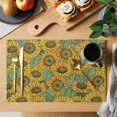 thumbnail image 2 of Summer Sunflowers Placemats Set of 2, Country Vintage Yellow Flower Green Leaf Non-Slip Place Mats Washable Table Mats for Kitchen Dining Table Decorations Indoor/Outdoor, 2 of 9