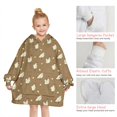 thumbnail image 6 of Beige Chicken Pattern Blanket Hoodies for Kids 6-13YR Oversize Wearable Blanket Hoodies for Boys Girls Teens, 6 of 7