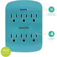 thumbnail image 2 of Philips 6 AC Surge Protector Wall Tap, Teal - SPP3461TL, 2 of 5