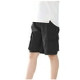 thumbnail image 2 of MKOSPLRT Kids Cargo Shorts with Pocket 3-14 Years Elastic Waist Knee Length Shorts Solid Color Lounge Wide Leg Shorts Gifts for Children, 2 of 5