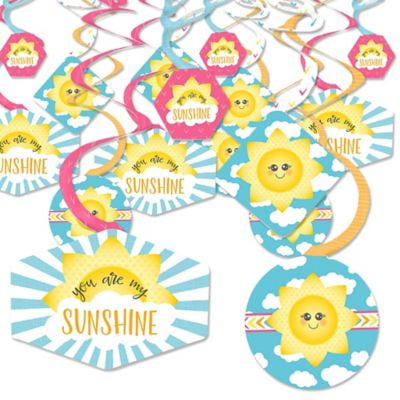 You Are My Sunshine - Baby Shower or Birthday Party Hanging Decor - Party Decoration Swirls - Set of 40