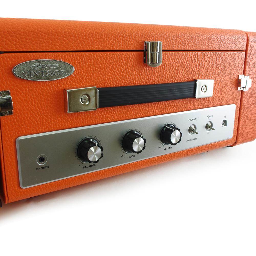 Pyle PLTT82BTOR Bluetooth Turntable Orange Record Player + Vinyl-MP3 Recording - image 4 of 5