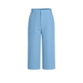 thumbnail image 6 of Womens High Waisted Capri Pants Light Wide Leg Business Casual Pants Trendy Work Crop Pant with Zipper Pockets, 6 of 8