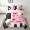thumbnail image 2 of Manfei Black Pink Ombre Twin Bedding Sets 7pcs for Girls, Bow Knot Monogrammed Bedding Comforter Set, Personalized Letter A Sheet Sets, Super Cozy Room Decor, 2 of 8